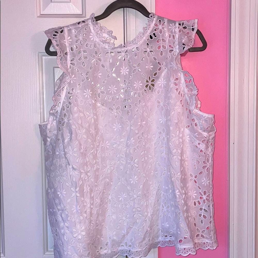 j crew white lace top
